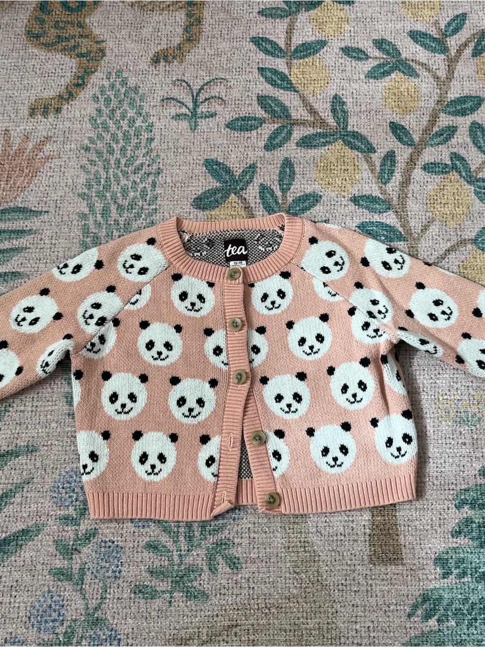 Tea Collection Pink Panda Knit Cardigan for Kids